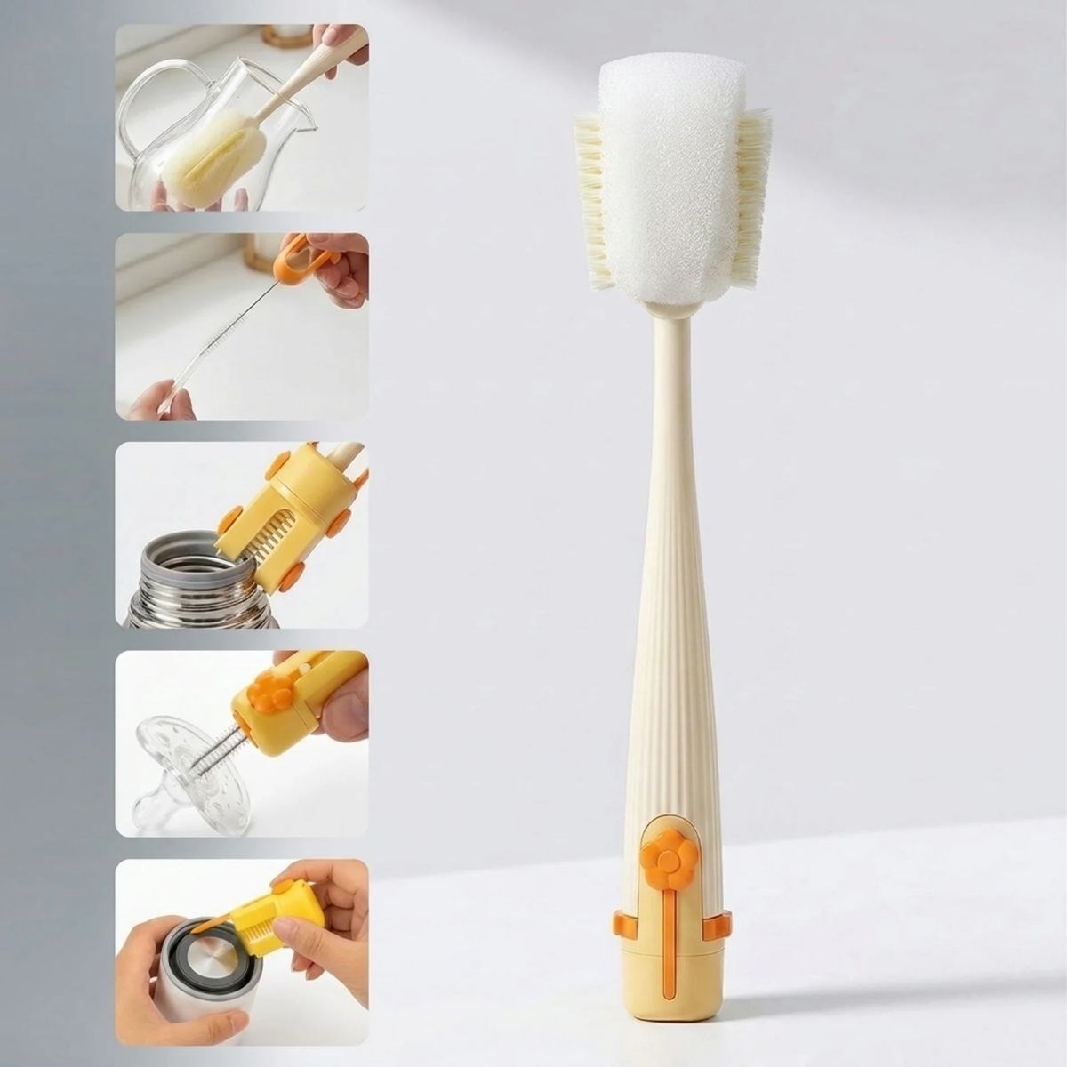 Popüler Sepet 5’i 1 Arada Çok Amaçlı Şişe Temizleme Fırçası – Sürahi, Kavanoz, Pipet, Kapak, Emzik ve Biberon Temizlik Seti