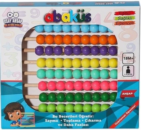 Ahşap Renkli Abaküs 18 Ay+ | Sayma, Toplama ve Çıkarma Eğitici Matematik Oyuncağı